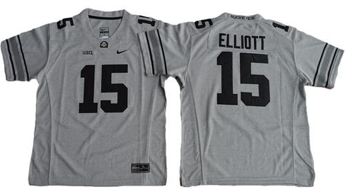 Buckeyes #15 Ezekiel Elliott Gridion Grey II Stitched Youth NCAA Jersey - Click Image to Close